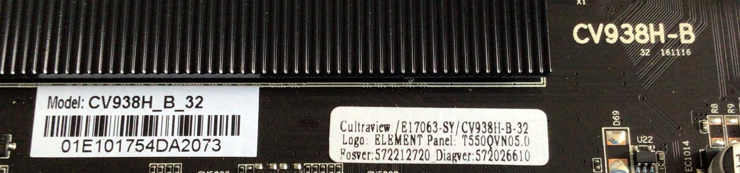 KIT DE TARJETAS PARA TV ELEMENT / MAIN 890-M00-01E10 / E17063-SY / CV938H-B / T-CON 55.55T32.C10 / 5555T32C10 / 55T32-C0B / FUENTE MP5055-158V660 / 890-PM3-5055 / PANEL T550-0UK-DLED / DISPLAY T550QVN05.0 / MODELO EL4KAMZ5517 LE-55GUK-A1 - Imagen 2